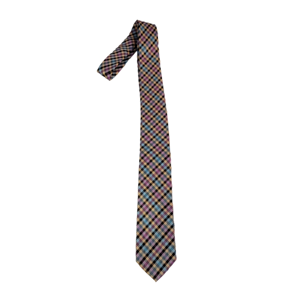 Bruno Piattelli Roma Slim Plaid Checkered Milti Colored Spring Vibes Men's Tie - Picture 3 of 13